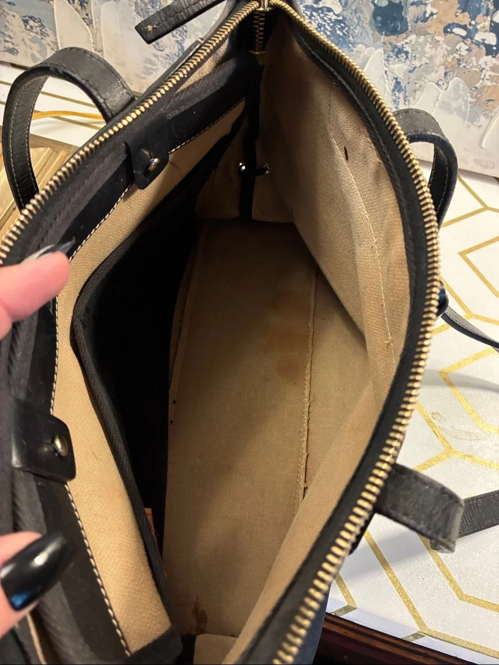 Vintage Dooney & Bourke Black  Designer Monogram Tote Bag - Satchel